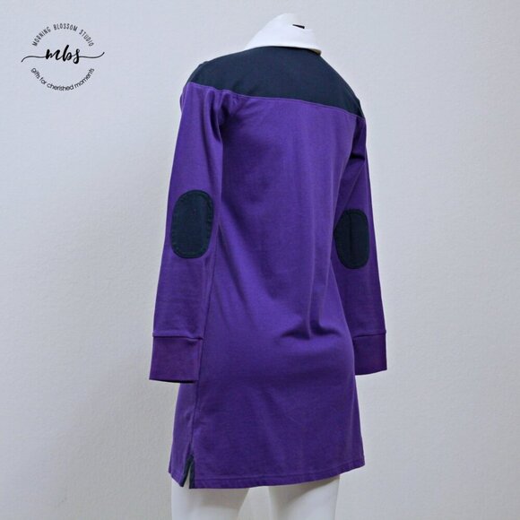 Polo Ralph Lauren Vintage Long Sleeve Polo Shirt Mini Dress Purple Women S - Picture 5 of 10